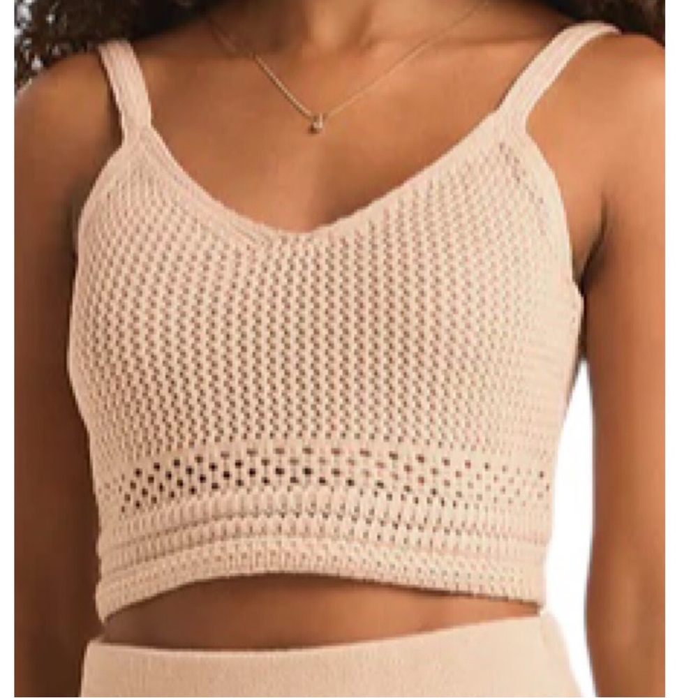 NWT Z Supply Embrie Natural Crochet Crop Top Size L